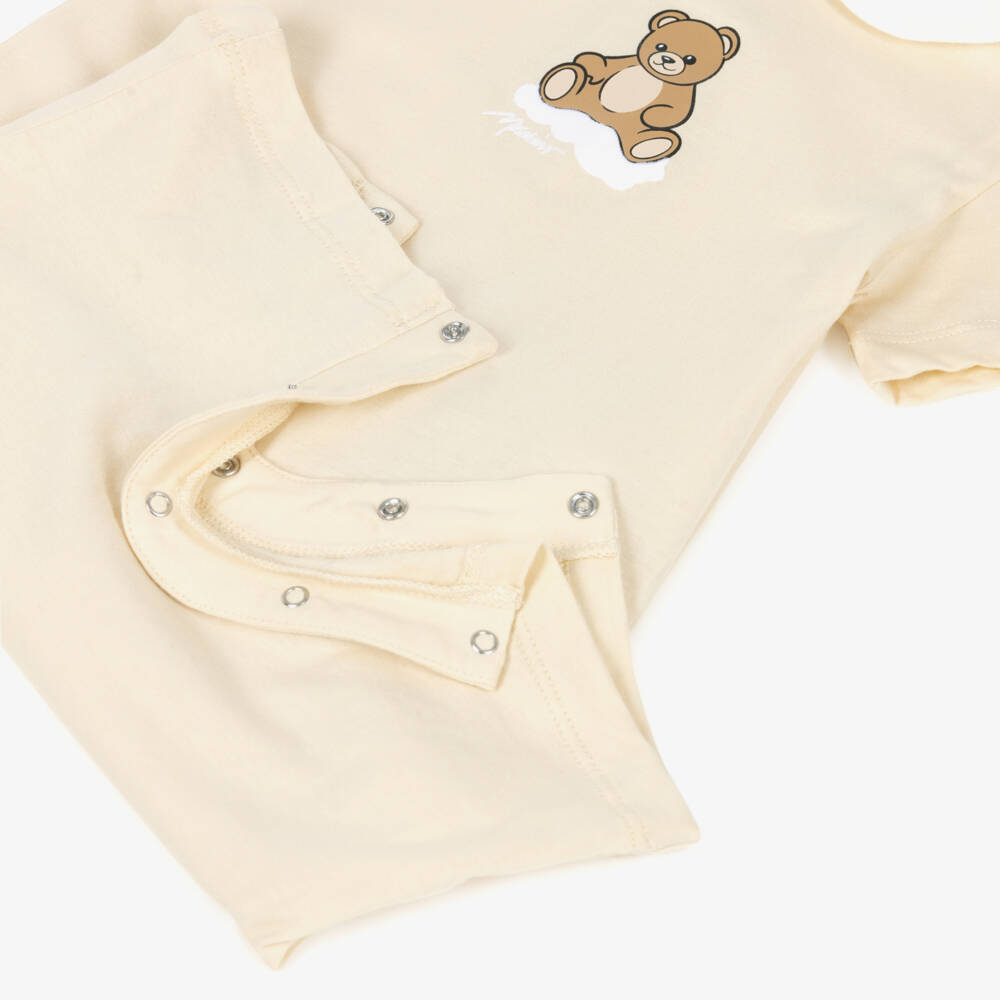 Moschino-Beige Bear Infant Playsuit Set | Childrensalon Outlet