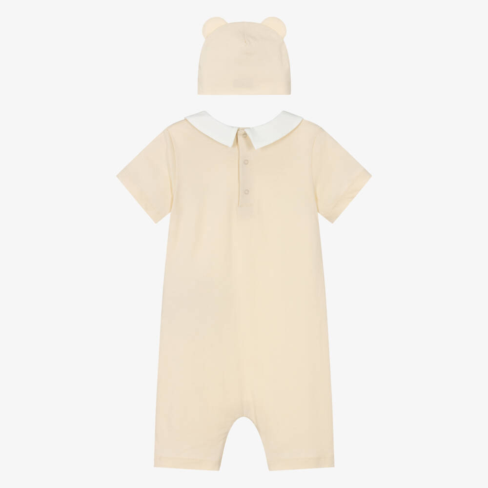 Moschino-Beige Bear Infant Playsuit Set | Childrensalon Outlet