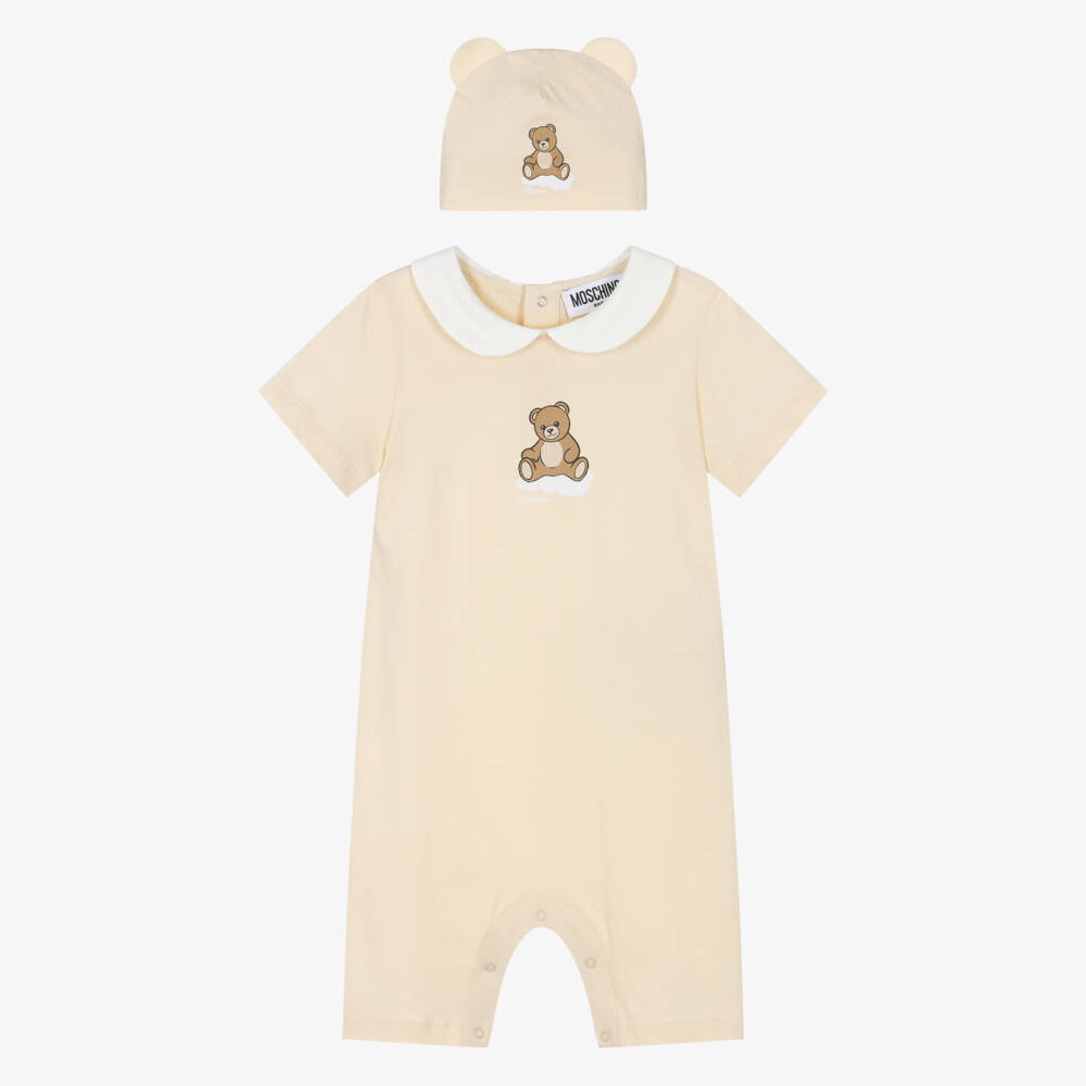 Moschino-Beige Bear Infant Playsuit Set | Childrensalon Outlet