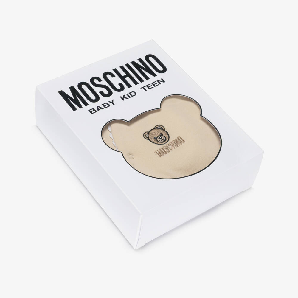 Moschino-طقم بيبي من القطن البيج مع دب | Childrensalon Outlet