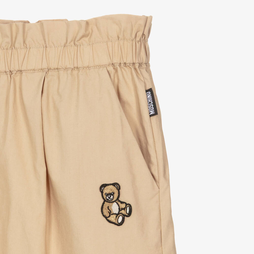 Moschino-Beige Poplin Shorts | Childrensalon Outlet