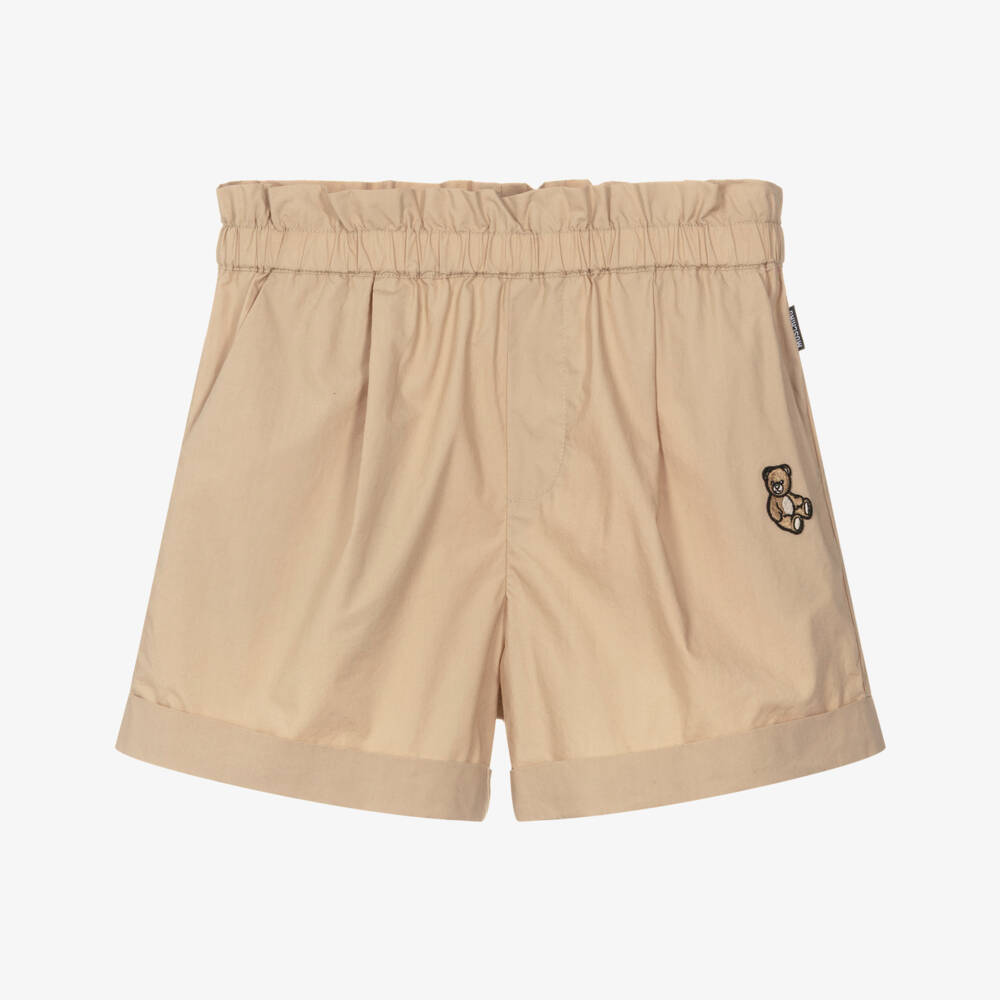 Moschino-Beige Poplin Shorts | Childrensalon Outlet