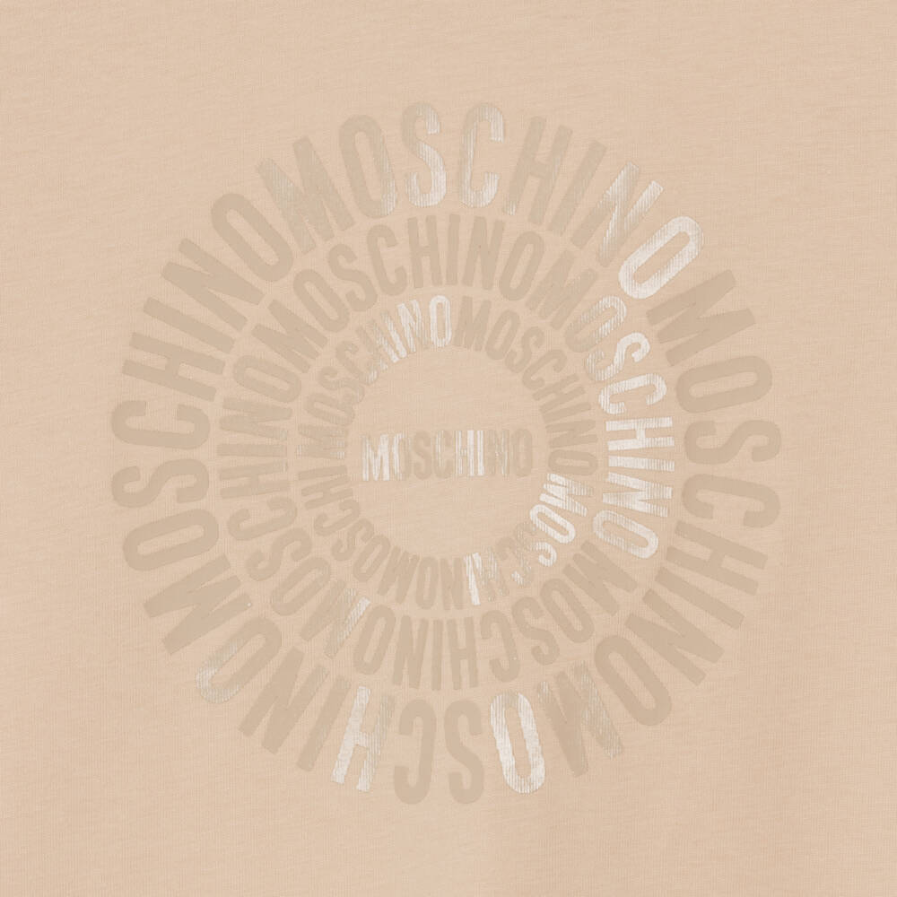 Moschino-Beige Tonal Logo Ss Tshirt | Childrensalon Outlet