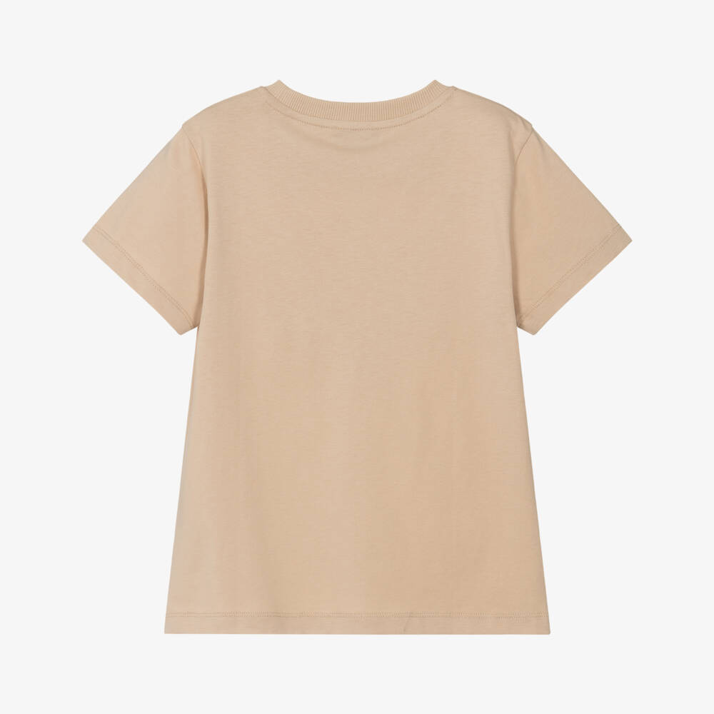 Moschino-Beige Tonal Logo Ss Tshirt | Childrensalon Outlet