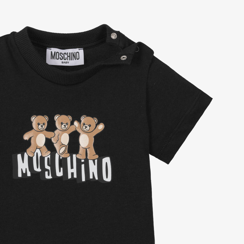 Moschino-Черная футболка с логотипом 3 Bears | Childrensalon Outlet