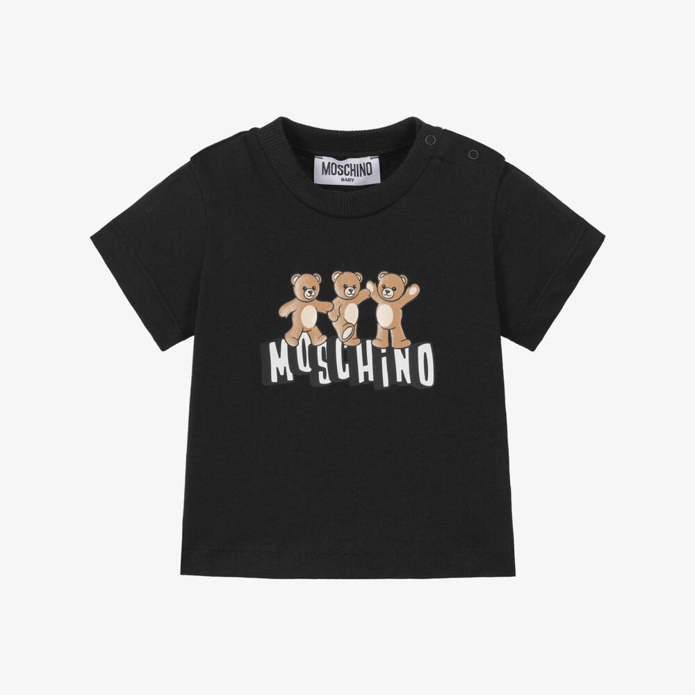 Moschino-Черная футболка с логотипом 3 Bears | Childrensalon Outlet