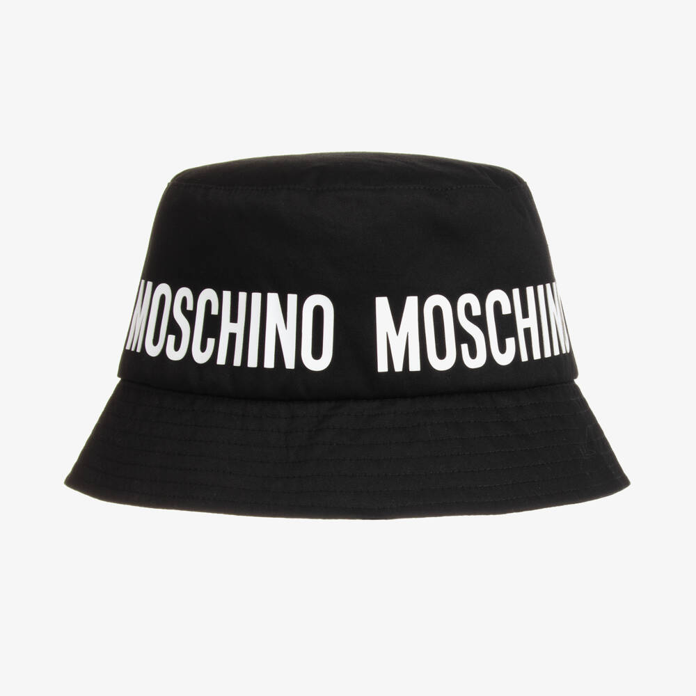 Moschino Kid-Teen-Black Cotton Bucket Hat | Childrensalon Outlet