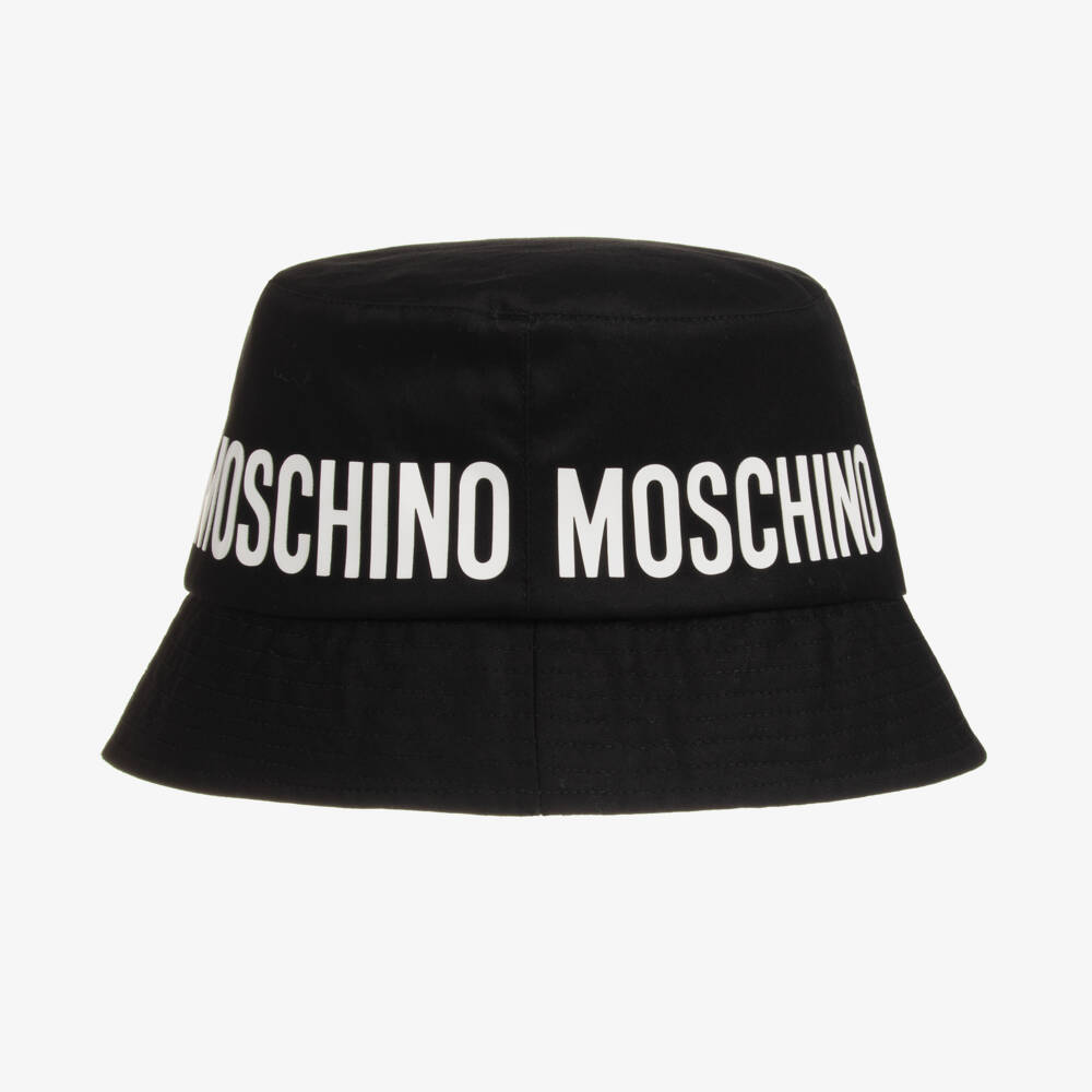 Moschino Kid-Teen-Black Cotton Bucket Hat | Childrensalon Outlet