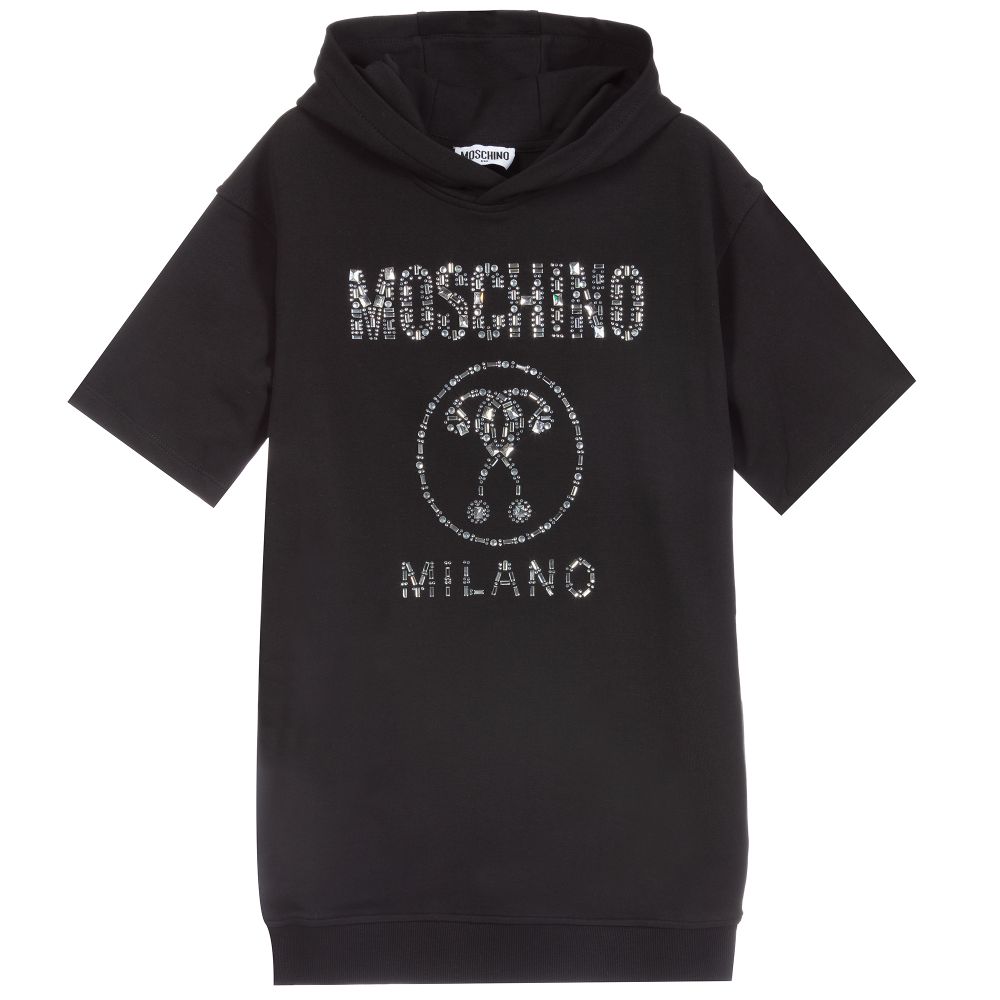 Moschino Кид-Тин-Black Cotton Jersey Dress | Childrensalon Outlet