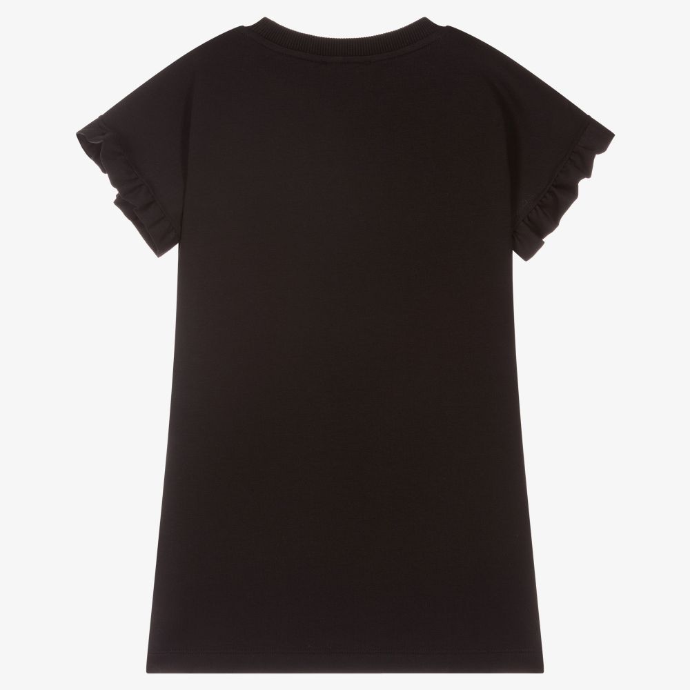 Moschino Kid-Teen-Black Cotton Jersey Logo Dress | Childrensalon Outlet