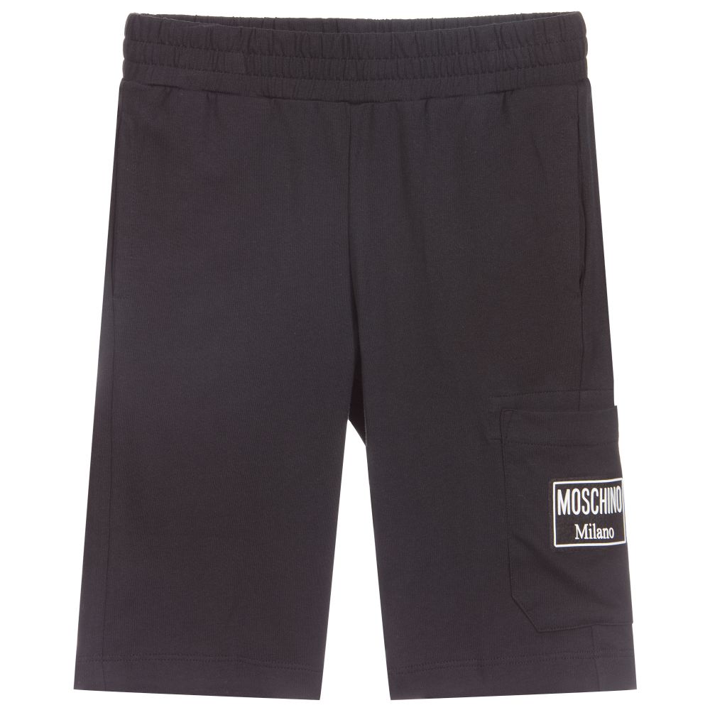 Moschino Кид-Тин-Black Cotton Jersey Shorts | Childrensalon Outlet