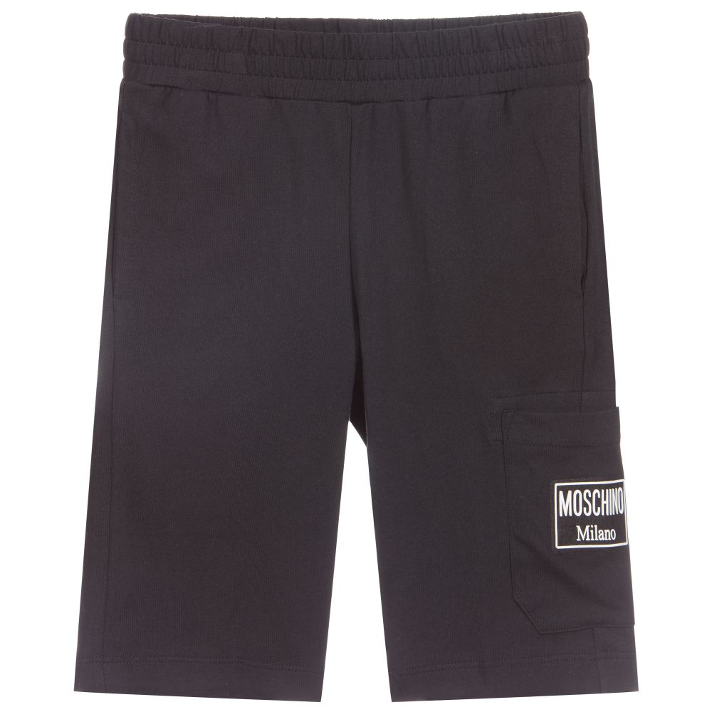 Moschino Kid-Teen - Black Cotton Jersey Shorts | Childrensalon