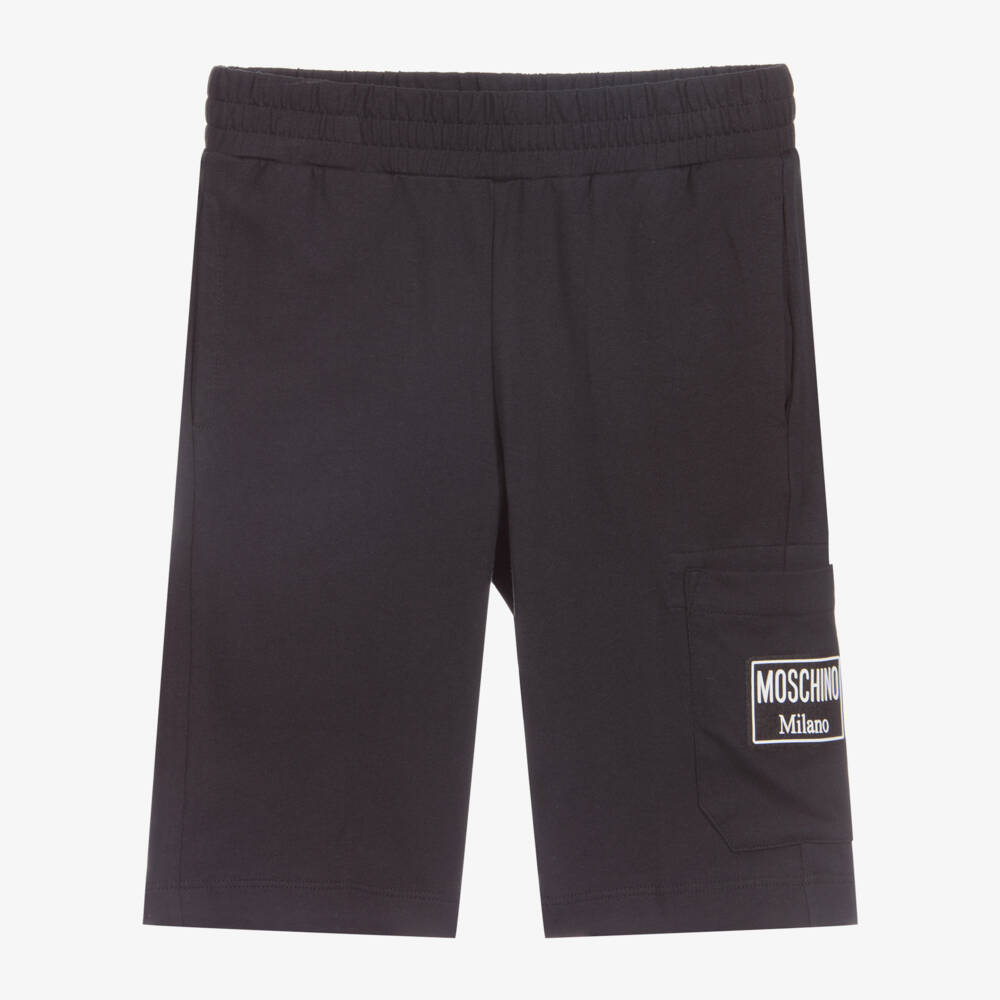 Moschino Кид-Тин-Black Cotton Jersey Shorts | Childrensalon Outlet
