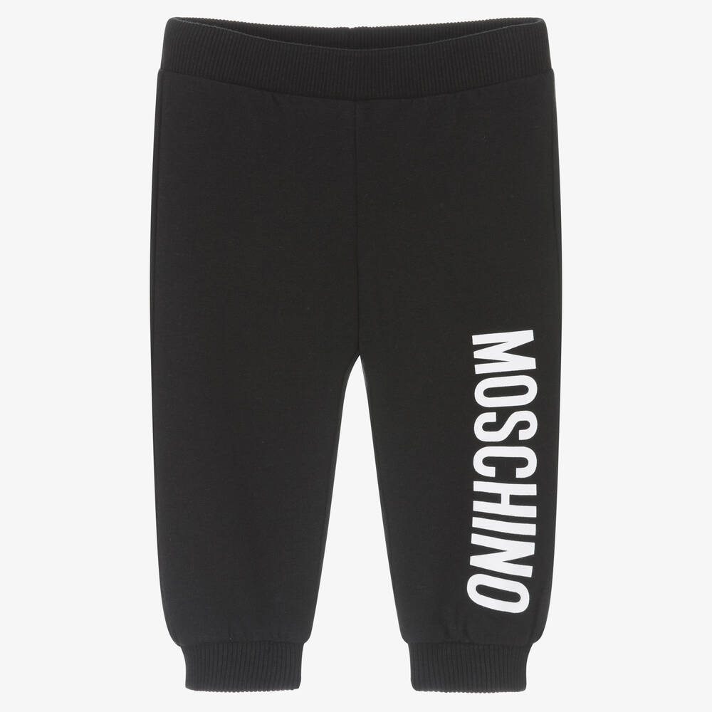 Black Cotton Logo Baby Joggers