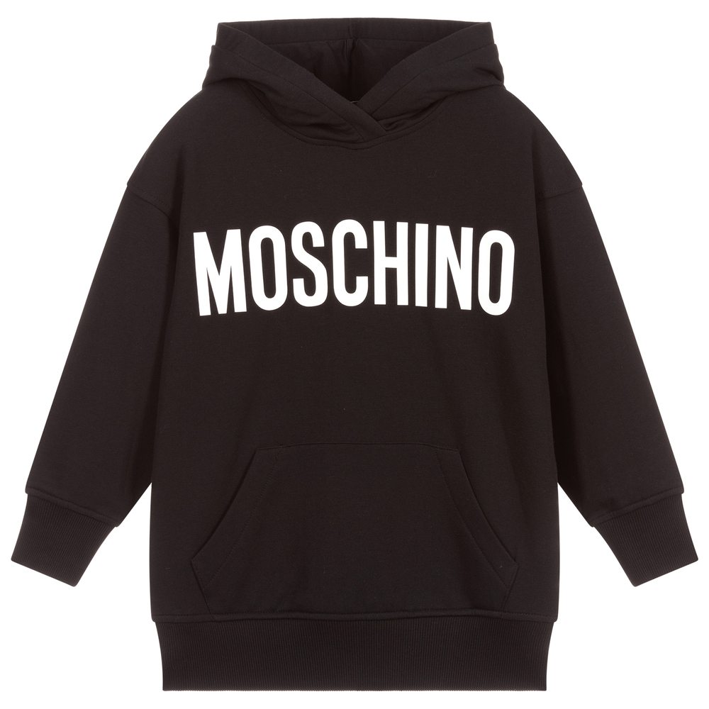 Moschino Kid-Teen - Black Cotton Logo Hoodie | Childrensalon