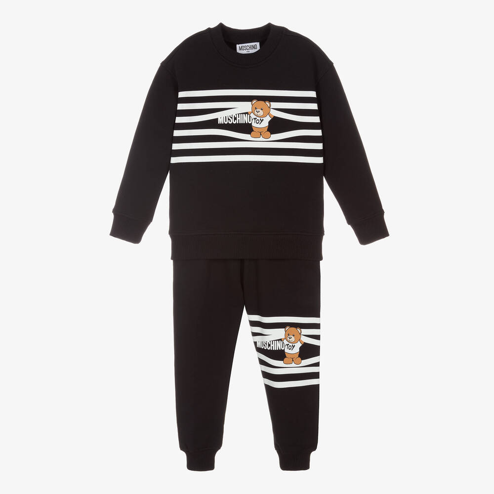 Moschino Kid-Teen - Black Cotton Logo Tracksuit | Childrensalon