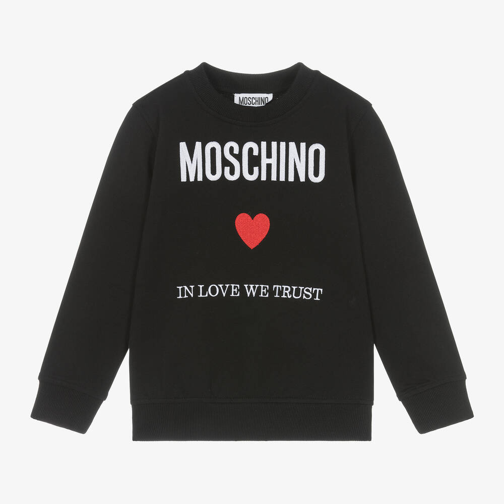 Black Cotton Slogan Logo Sweatshirt