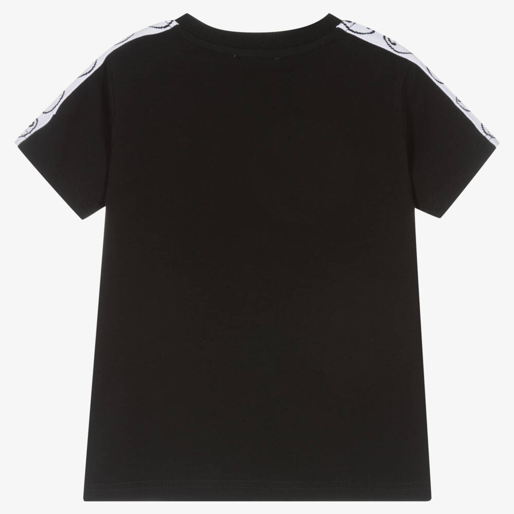 Moschino Kid-Teen-Black Cotton Tape T-Shirt | Childrensalon Outlet