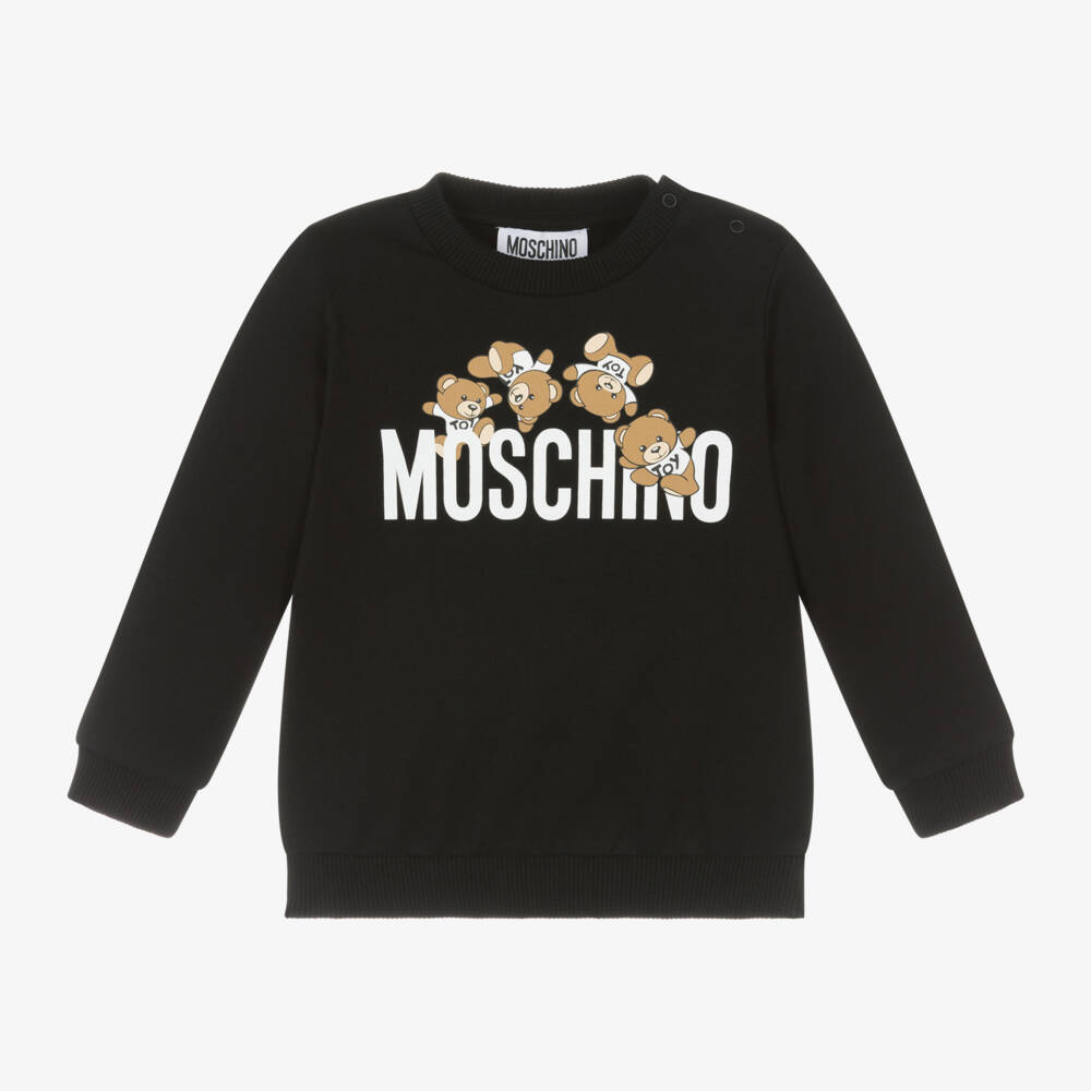Moschino Baby-Black Cotton Teddy Bear Baby Sweatshirt | Childrensalon Outlet