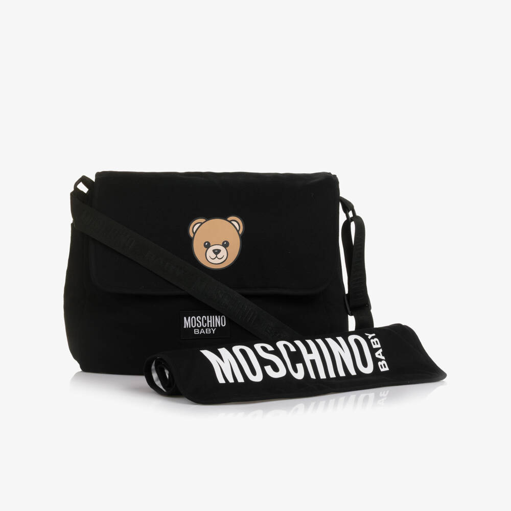 Moschino-Black Cotton Teddy Bear Changing Bag (40cm) | Childrensalon Outlet