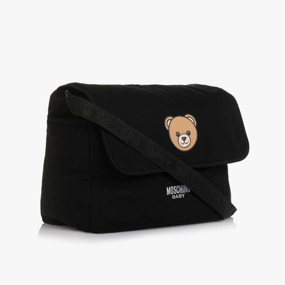 Moschino-Black Cotton Teddy Bear Changing Bag (40cm) | Childrensalon Outlet