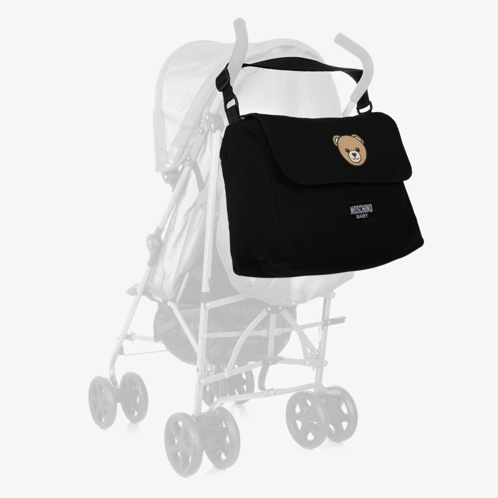 Moschino-Black Cotton Teddy Bear Changing Bag (40cm) | Childrensalon Outlet