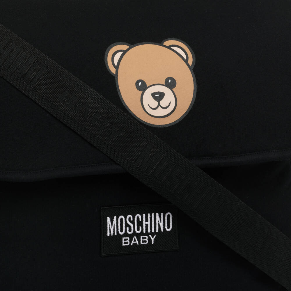 Moschino-Black Cotton Teddy Bear Changing Bag (40cm) | Childrensalon Outlet