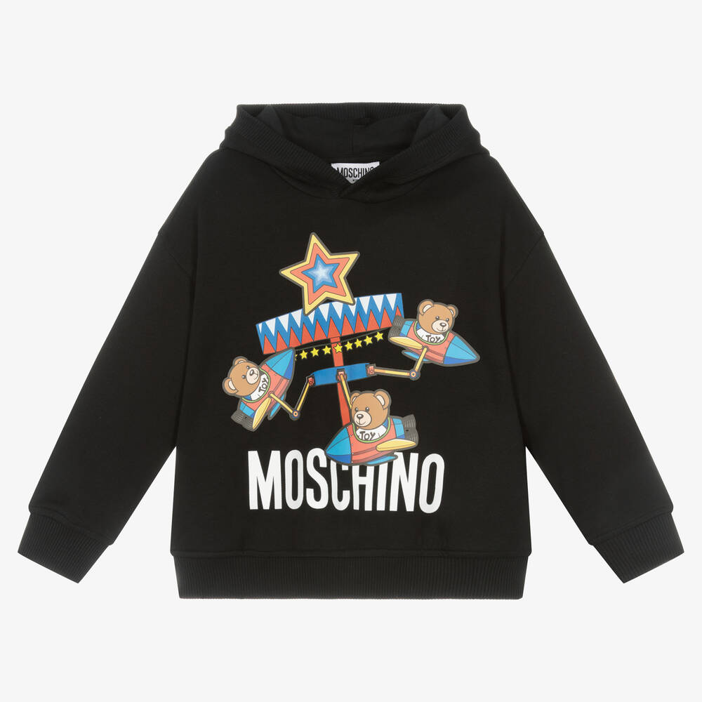 Moschino Kid-Teen - توب هودي قطن لون أسود | Childrensalon