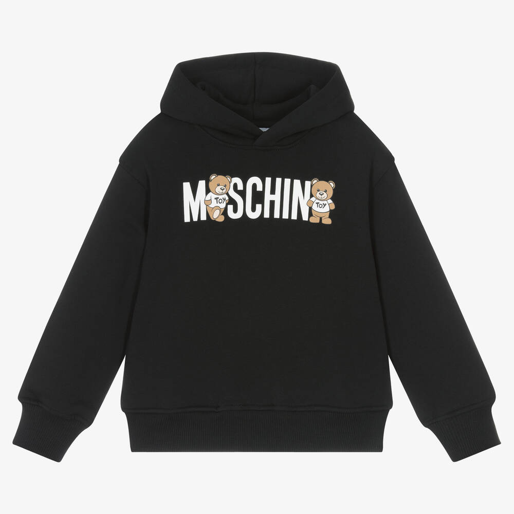 Moschino Kid-Teen - Black Cotton Teddy Bear Hoodie | Childrensalon