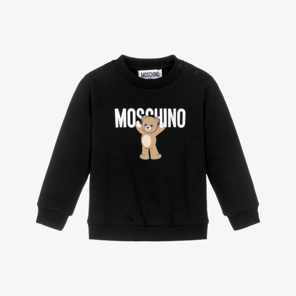 Moschino-Black Cotton Teddy Bear Logo Sweatshirt | Childrensalon Outlet