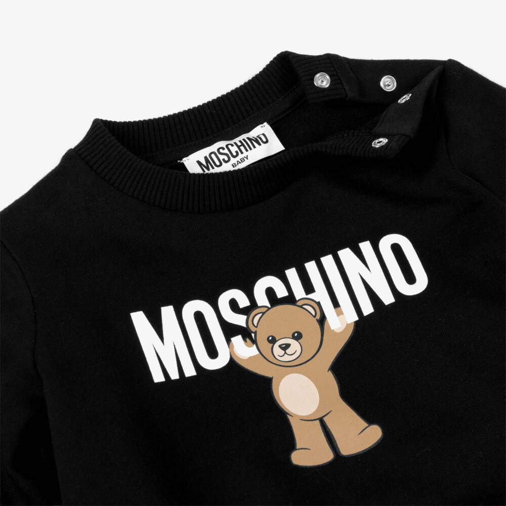 Moschino-Black Cotton Teddy Bear Logo Sweatshirt | Childrensalon Outlet