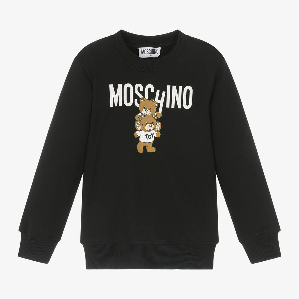 Moschino Kid-Teen-Black Cotton Teddy Bear Sweatshirt | Childrensalon Outlet