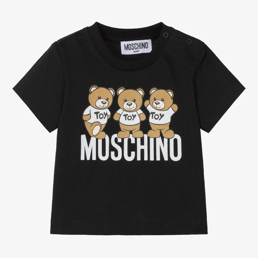 Moschino Baby - Black Cotton Teddy Bear T-Shirt | Childrensalon