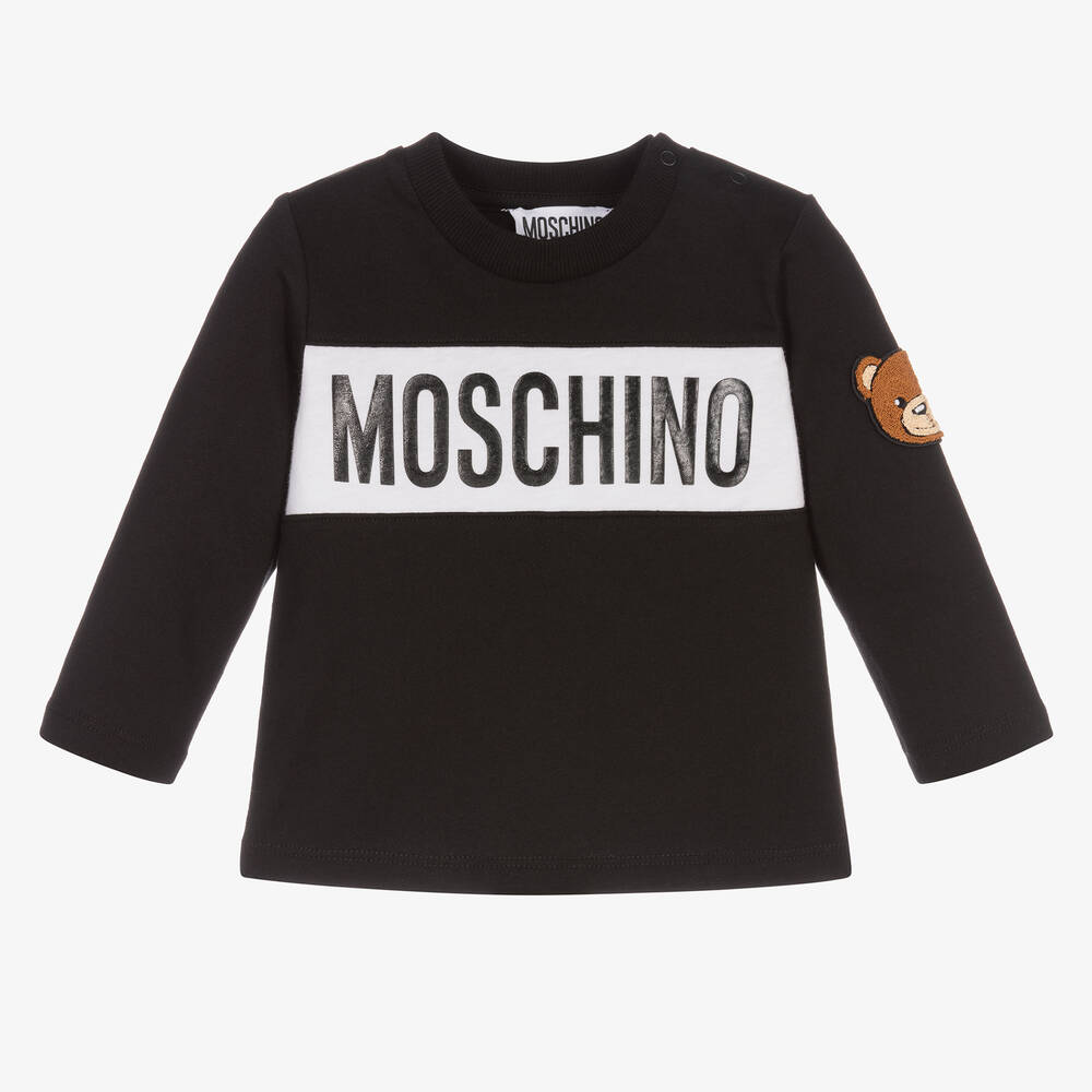 Moschino Baby - Черный хлопковый топ с медвежонком | Childrensalon