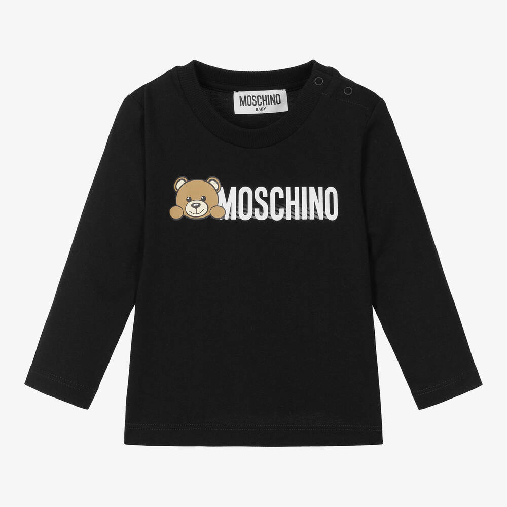 Moschino Baby - Haut noir en coton Teddy Bear | Childrensalon