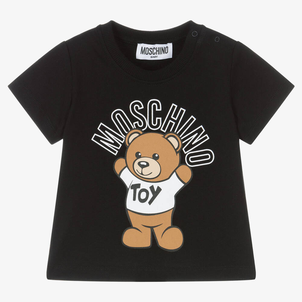 Moschino Baby - Black Cotton Teddy T-Shirt | Childrensalon