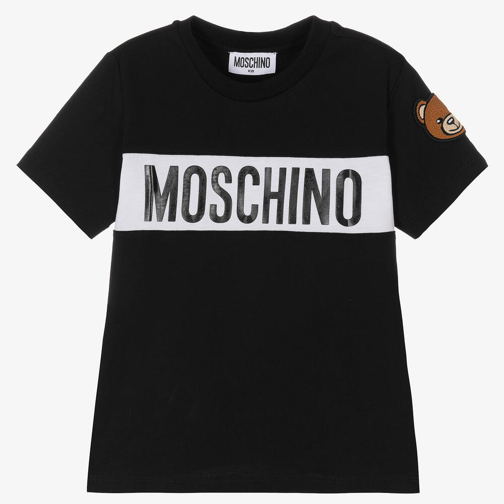 Moschino Kid-Teen - Black Cotton Teddy T-Shirt | Childrensalon