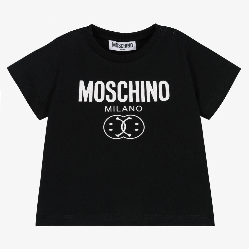 Moschino Baby - Black Double Smiley Baby T-Shirt | Childrensalon