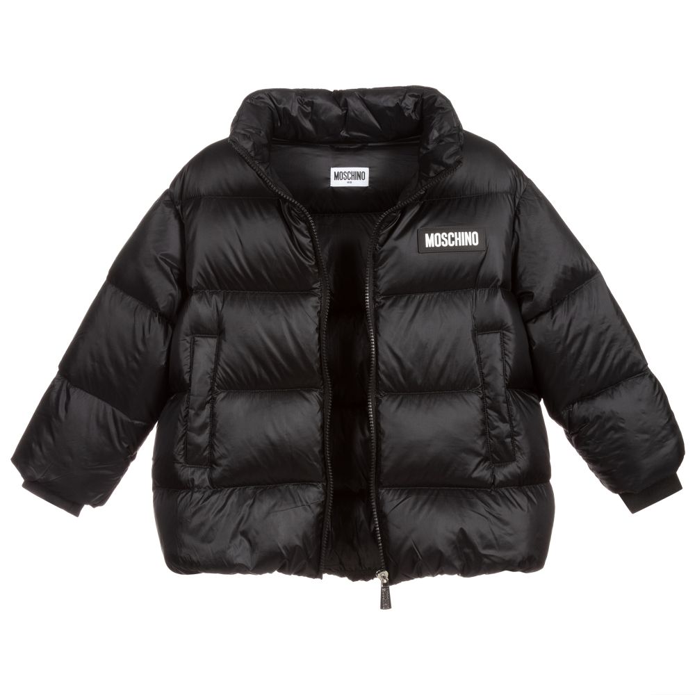 Moschino Kid-Teen - Black Down Padded Puffer Coat | Childrensalon Outlet