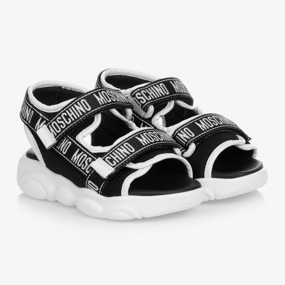 Moschino Kid-Teen - Sandales noires en toile | Childrensalon