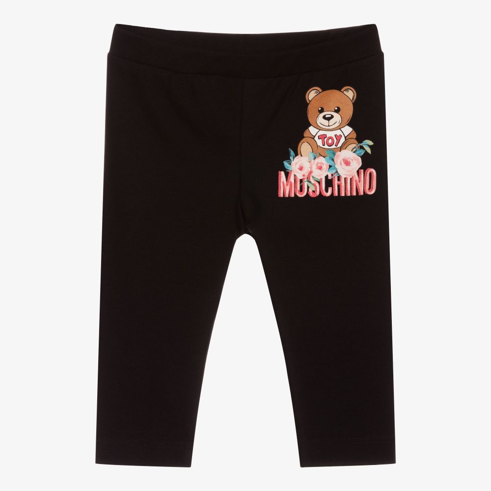 Moschino Baby-Black Floral Logo Leggings | Childrensalon Outlet