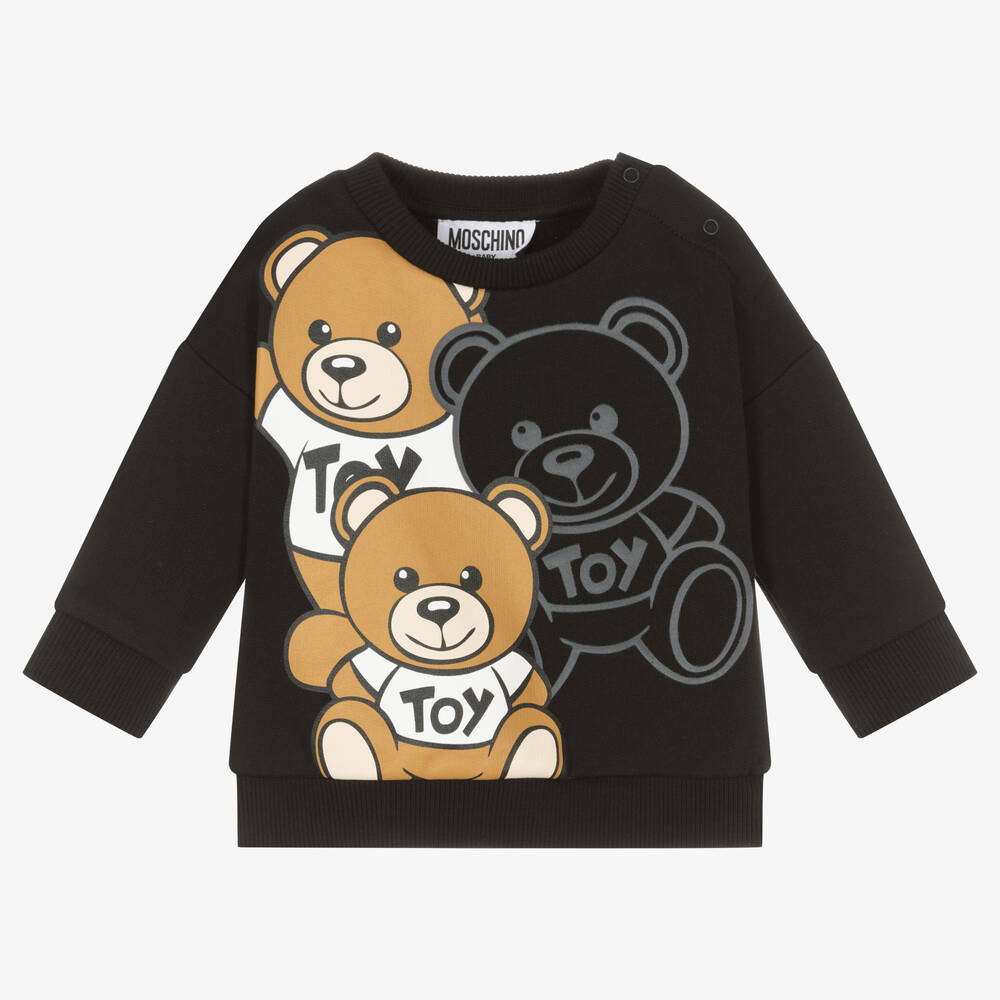 Moschino Baby - Black Giant Teddy Bear Baby Sweatshirt | Childrensalon