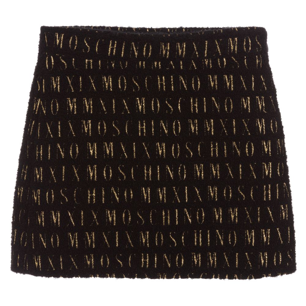 Moschino Kid-Teen - Black & Gold Wool Skirt | Childrensalon