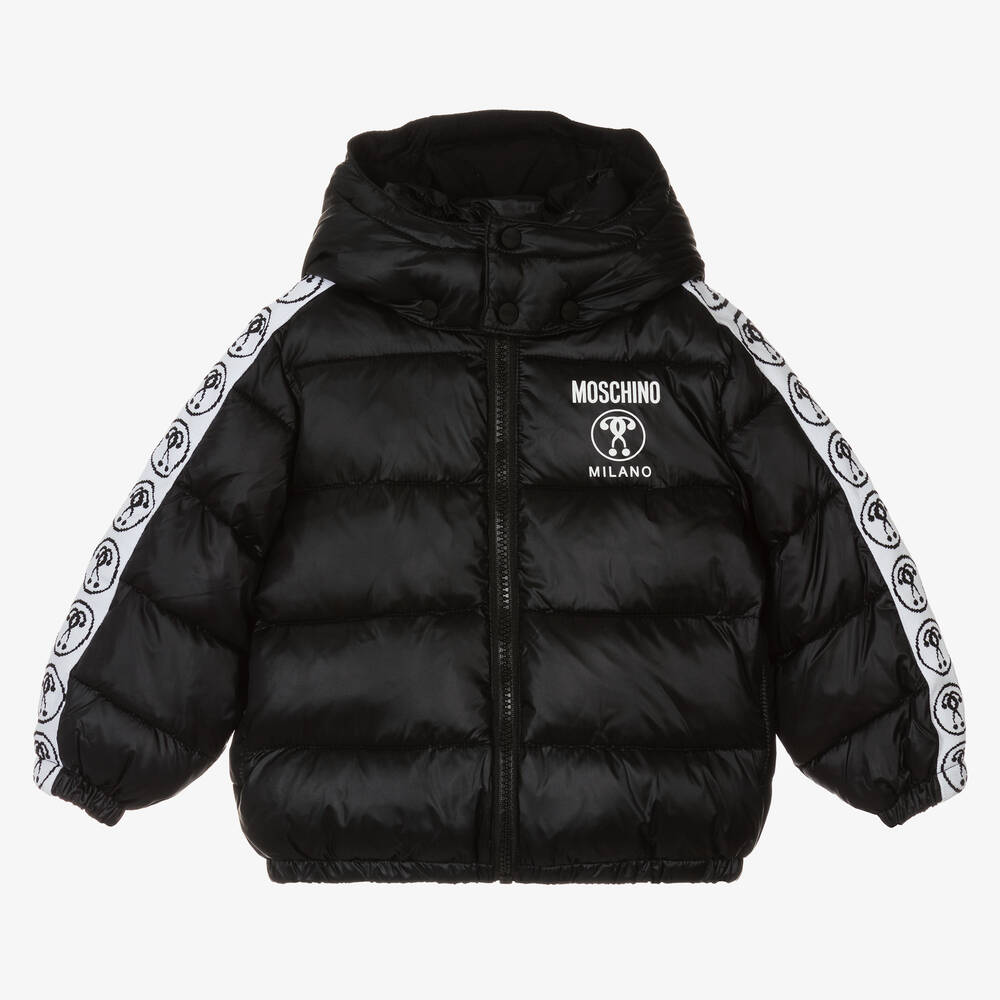Black Hooded Logo Puffer Jacket