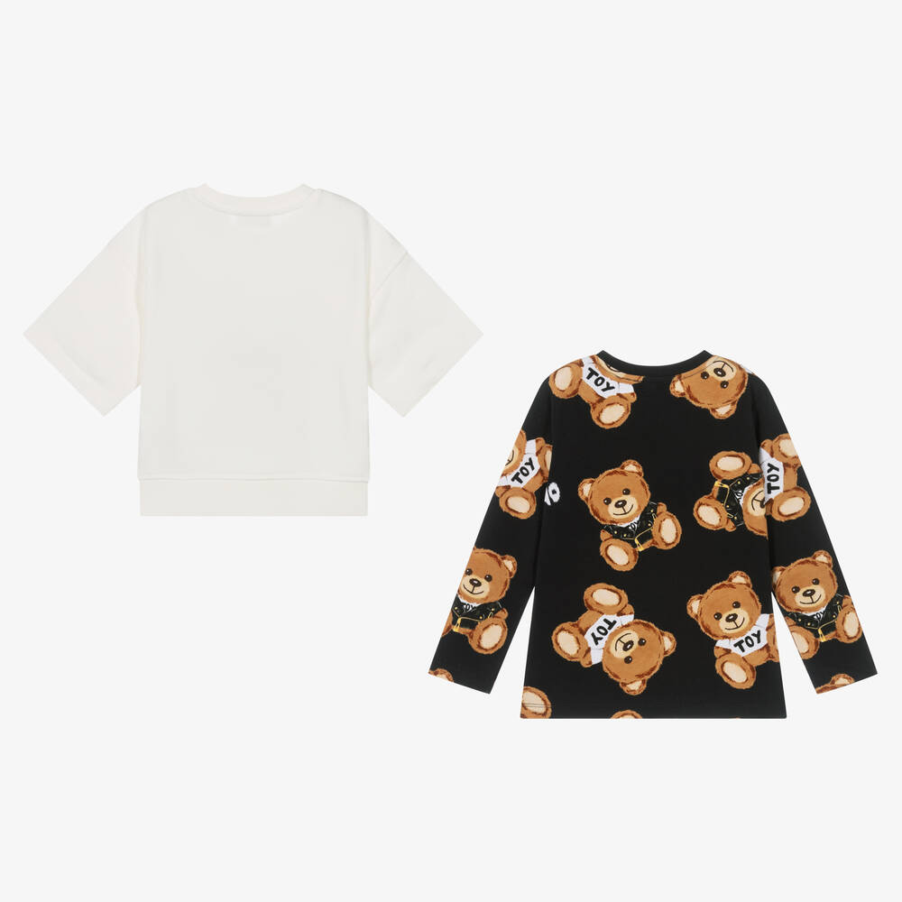 Moschino Kid-Teen-Black & Ivory 2-in-1 Cotton Top | Childrensalon Outlet