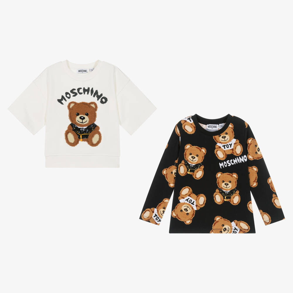 Moschino Kid-Teen-Black & Ivory 2-in-1 Cotton Top | Childrensalon Outlet