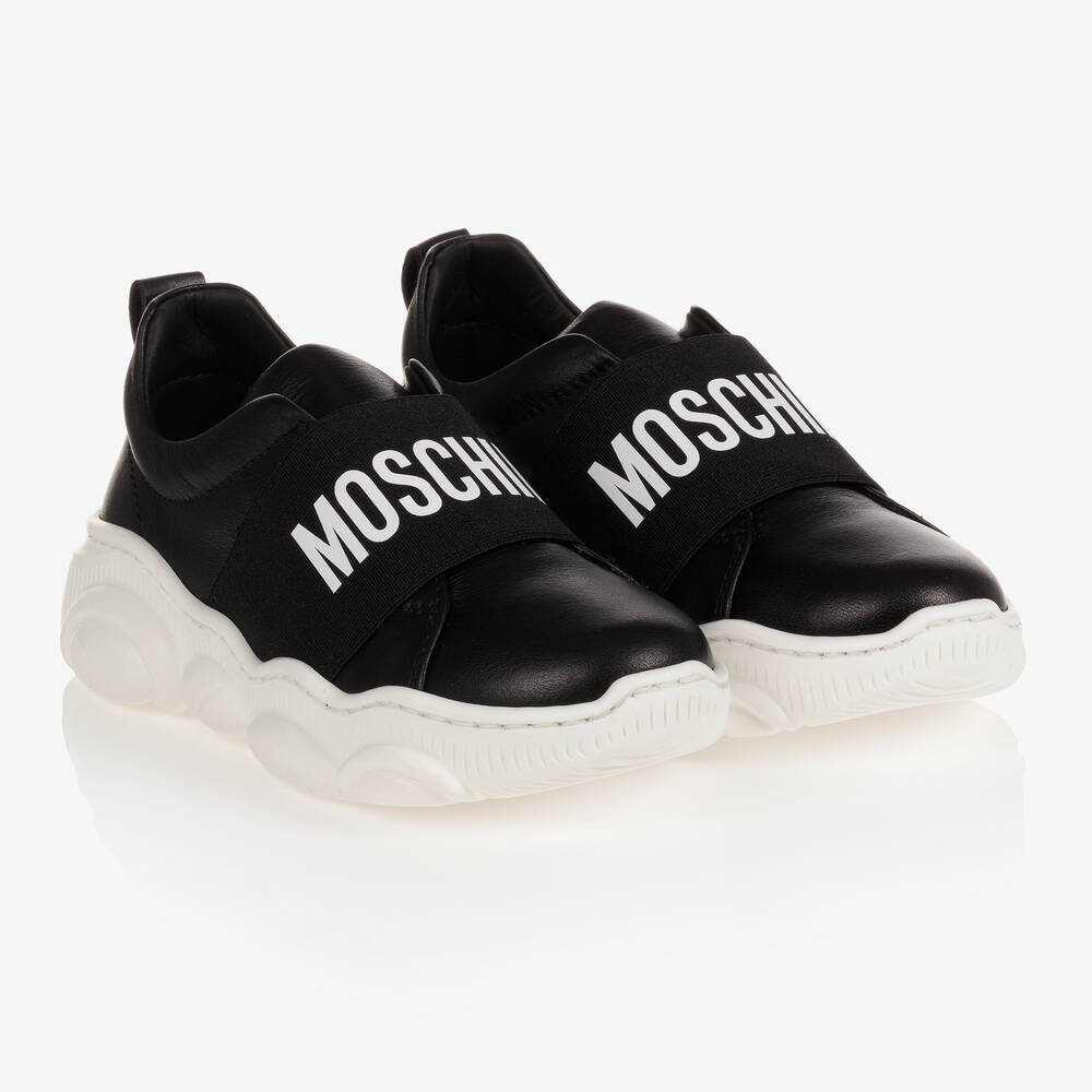 Moschino Kid-Teen - Baskets noires en cuir | Childrensalon