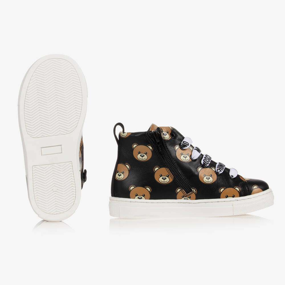 موسكينو Kid-Teen-ترينرز جلد لون أسود | Childrensalon Outlet