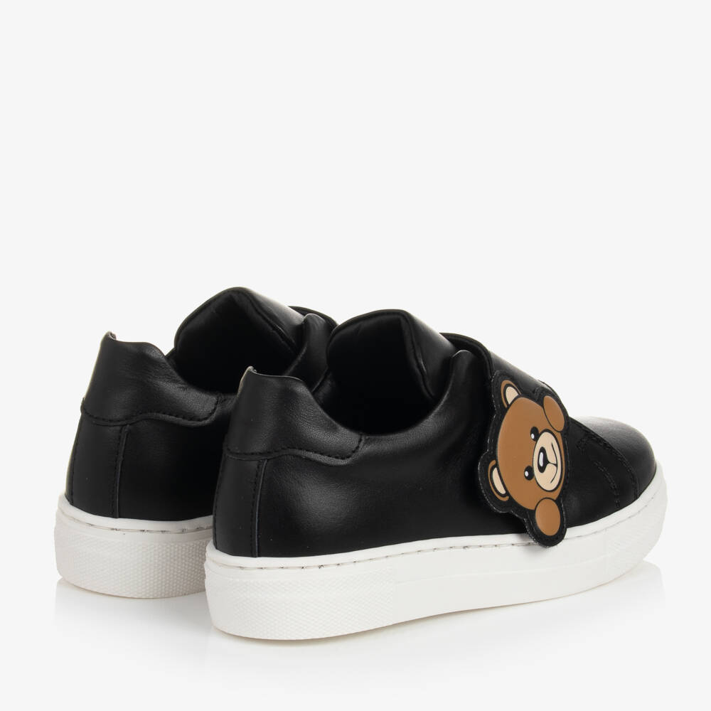 Moschino Kid-Teen-Black Leather Teddy Bear Trainers | Childrensalon Outlet