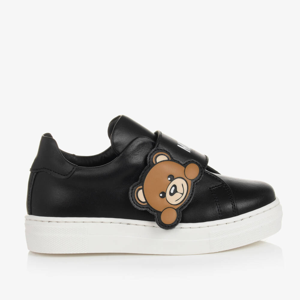 Moschino Kid-Teen-Black Leather Teddy Bear Trainers | Childrensalon Outlet